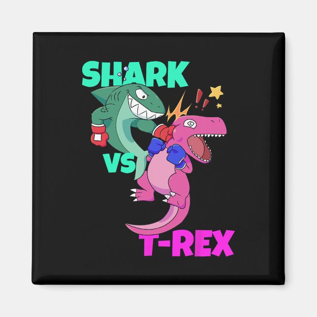 Shark Vs Dinosaur T Rex Boxing Gloves For Kids Boy Magnet (Front)