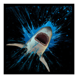 SHARK WATER SPLASH OCEAN POSTER
