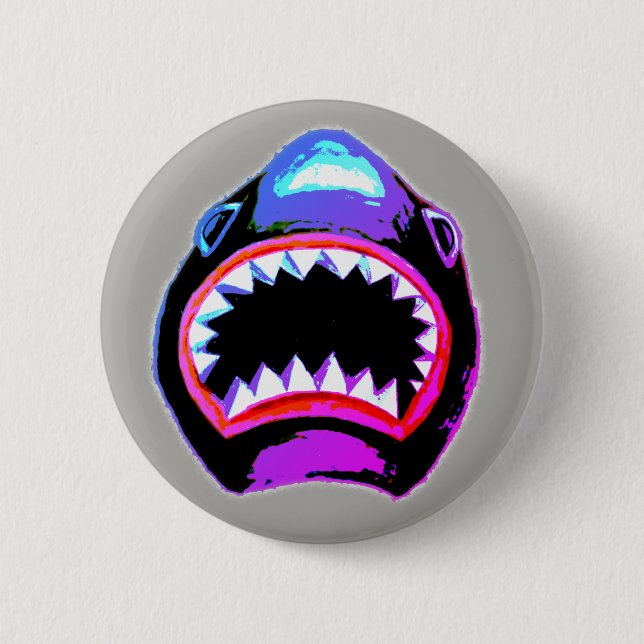 Shark Watercolor Illustration 6 Cm Round Badge (Front)