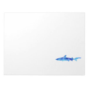 Shark Watercolor Silhouette Dye Teal Blue Aqua Notepad