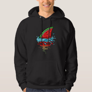 Shark Watermelon Fish Fin Summer Fruit Slice Seed Hoodie