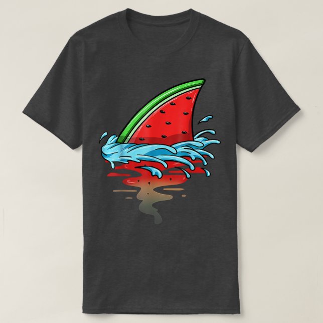 Shark Watermelon Lover Fish Summer Fruit Slice See T-Shirt (Design Front)