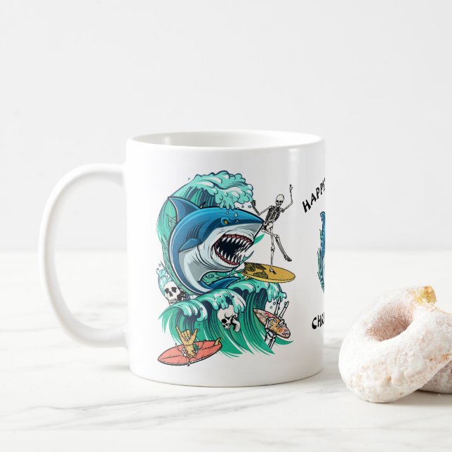Shark wave custom coffee mug (With Donut)