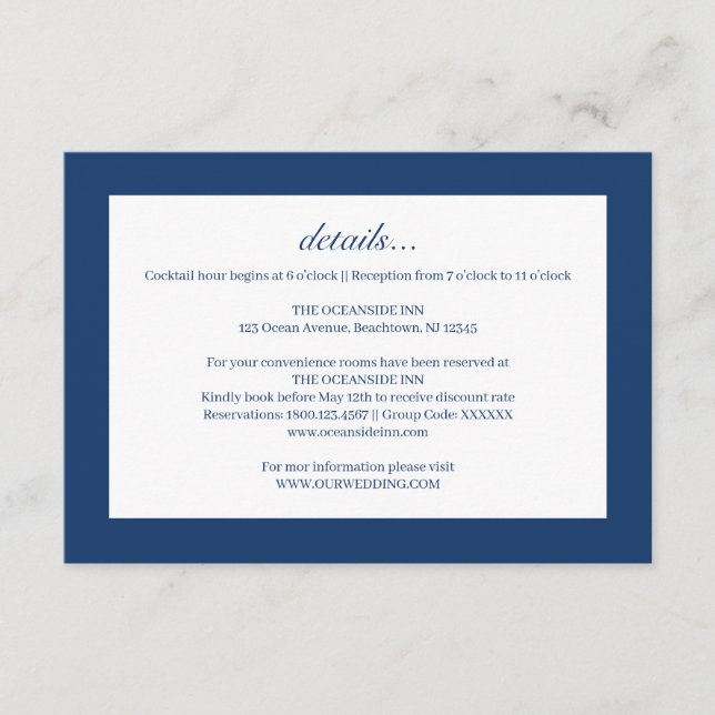 Shark Wedding Details Enclosure Card (Front)