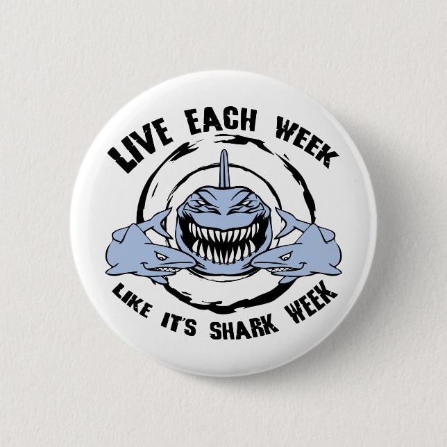 Shark Week 6 Cm Round Badge (Front)
