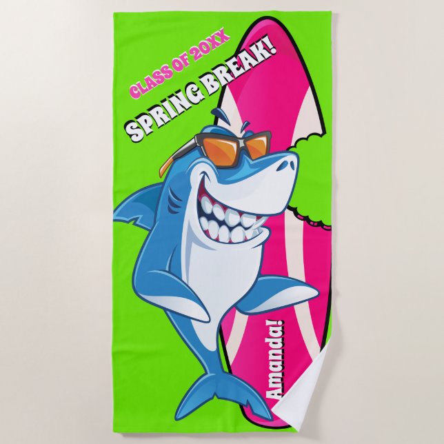 Shark Week Spring Break Beach Towel (Front)