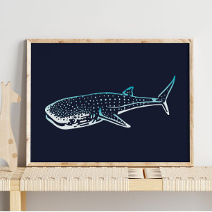 Shark Whale Print   Shark Whale Wall Print