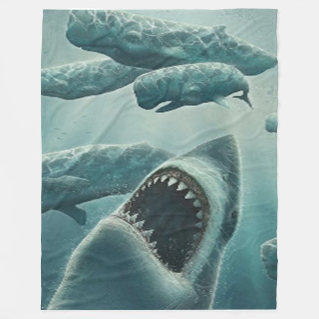 SHARK & WHALES FLEECE BLANKET (Front)