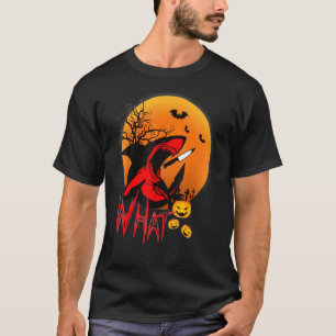 Shark What Scary Shark With Knife Pumpkin Bat Hall T-Shirt