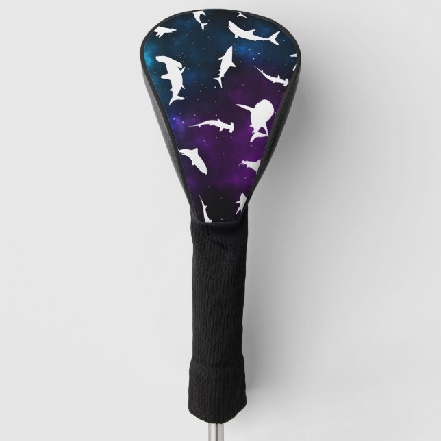 Shark white shadow on Dark galaxy Space Golf Head Cover (Front)