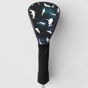 Shark white shadow on Dark galaxy Space Golf Head Cover