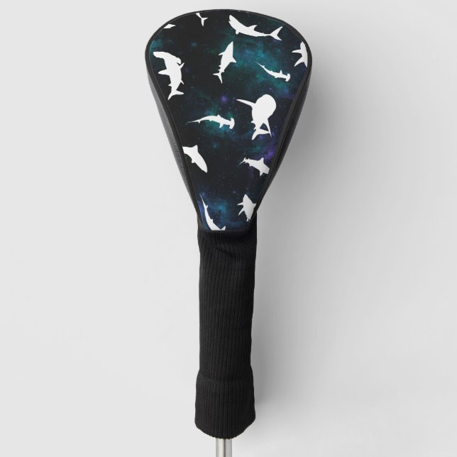 Shark white shadow on Dark galaxy Space Golf Head Cover (Front)
