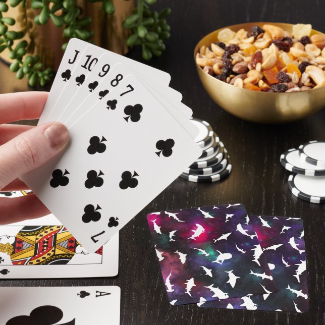 Shark white shadow on Dark galaxy Space Playing Cards (In Situ)