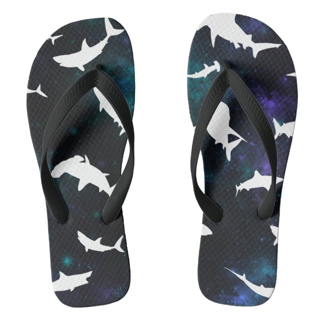 Shark white shadow on Dark galaxy Space Thongs (Footbed)