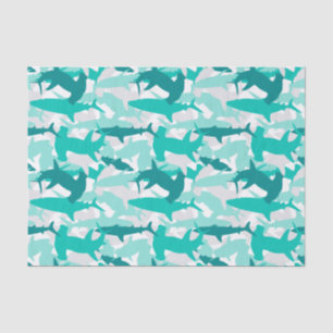 Shark White & Teal Camouflage Pattern Tissue Paper