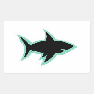Shark window silhouette white outline rectangular sticker
