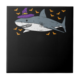 Shark Witch Funny Animal Halloween Ceramic Tile