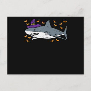 Shark Witch Funny Animal Halloween Invitation Postcard