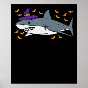 Shark Witch Funny Animal Halloween Poster