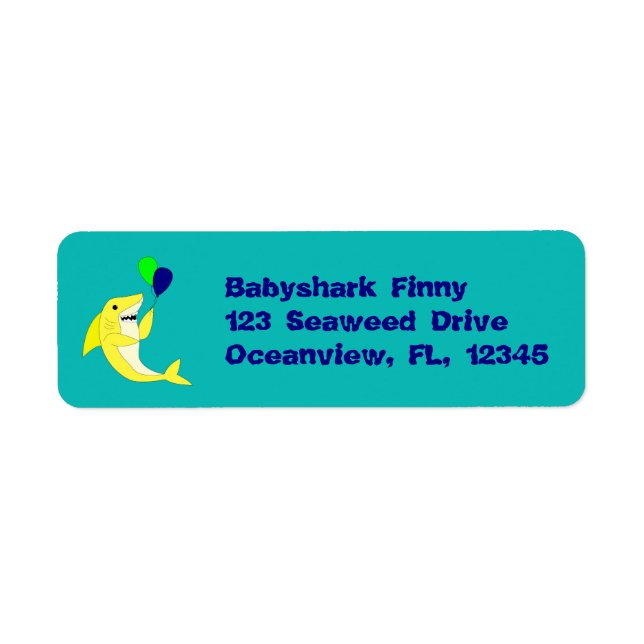 Shark with balloons return address label (Front)