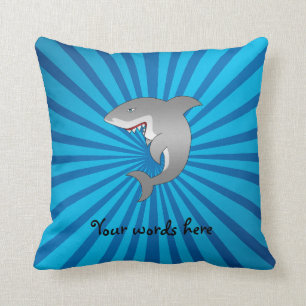 Shark with blue sunburst cushion