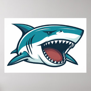 Shark with open mouth poster