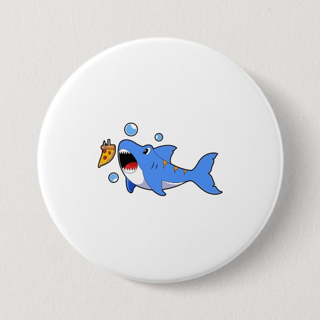Shark with Pizza as Bait 7.5 Cm Round Badge (Front)