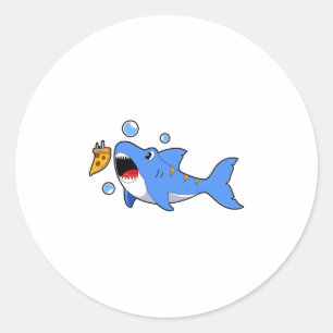 Shark with Pizza as Bait Classic Round Sticker