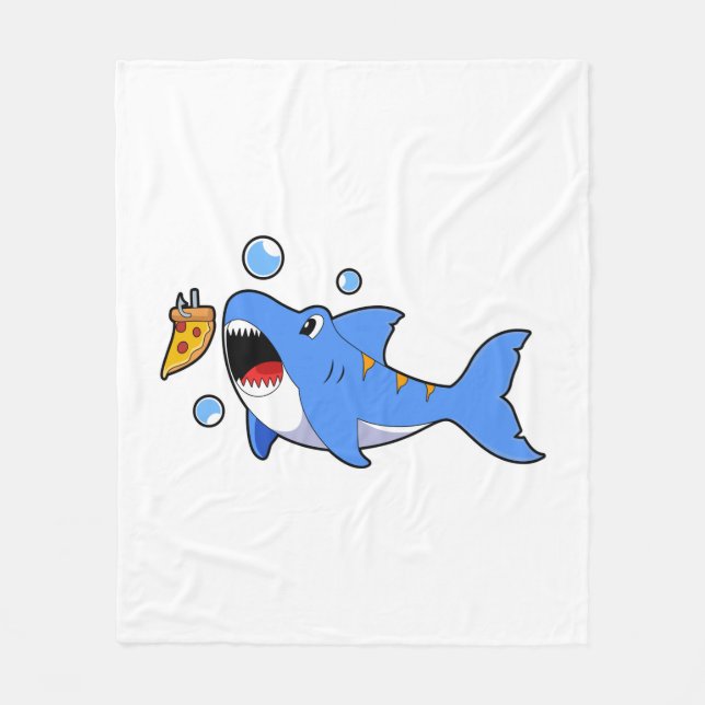 Shark with Pizza as Bait Fleece Blanket (Front)