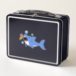 Shark with Pizza as Bait Metal Lunch Box