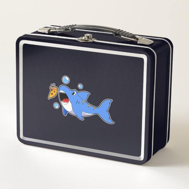 Shark with Pizza as Bait Metal Lunch Box (Front)