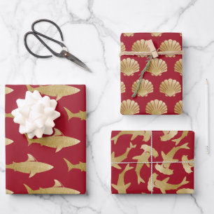 Shark Wrapping Paper Flat Sheet Set of 3