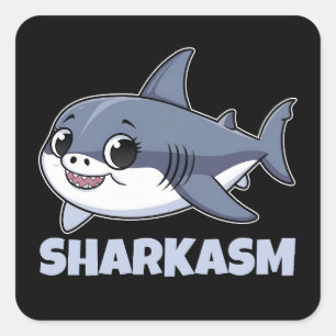 Sharkasm with Porbeagle Shark Baby Funny Pun Square Sticker