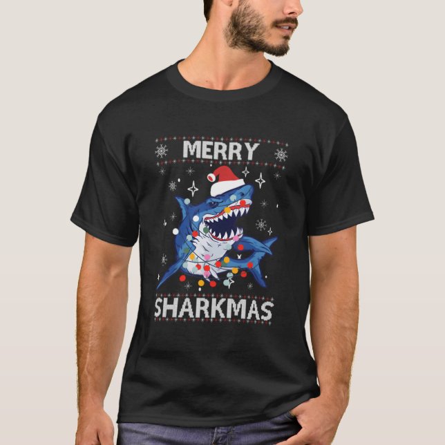 Sharkmas Funny Shark Ugly Christmas Sweaters (Front)