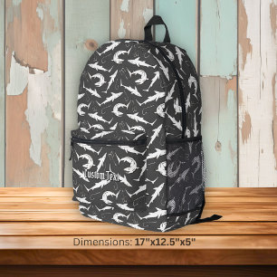 Sharks and Hooks Pattern Printed Backpack