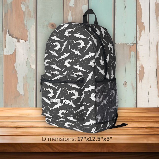 Sharks and Hooks Pattern Printed Backpack (Creator Uploaded)