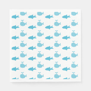 Sharks and Whales Blue Boy's Baby Shower Napkin