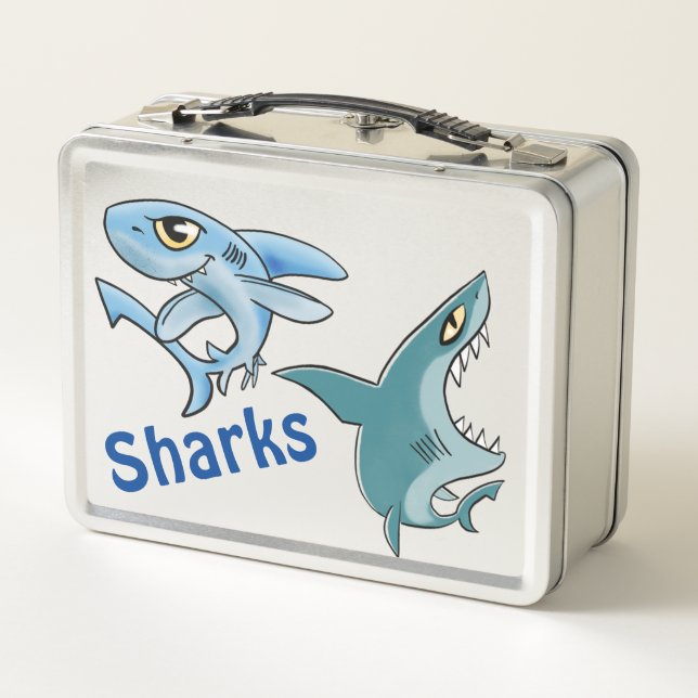 Sharks Blue Metal Lunch Box (Back)