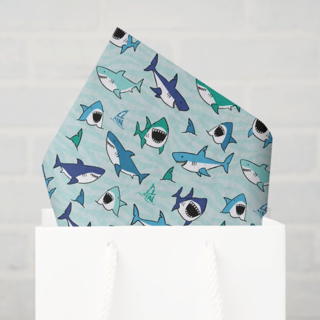 Sharks Decoupage Paper, Ocean Predator Tissue Paper (Gift Bag)