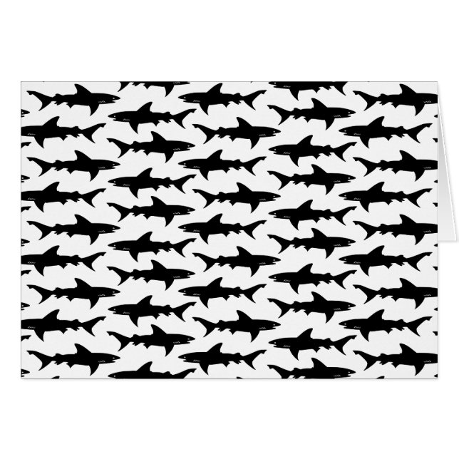 Sharks - Elegant Black and White Shark Pattern (Front Horizontal)