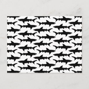 Sharks - Elegant Black and White Shark Pattern Postcard