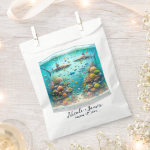 Sharks & Fish Aquatic Watercolor Aquarium Wedding Favour Bag