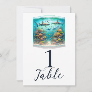 Sharks & Fish Aquatic Watercolor Aquarium Wedding Invitation