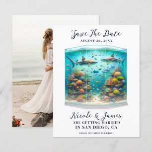 Sharks & Fish Aquatic Watercolor Save the Date Invitation