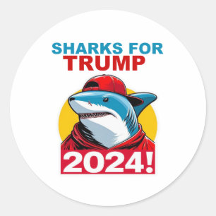 SHARKS FOR TRUMP 2 CLASSIC ROUND STICKER