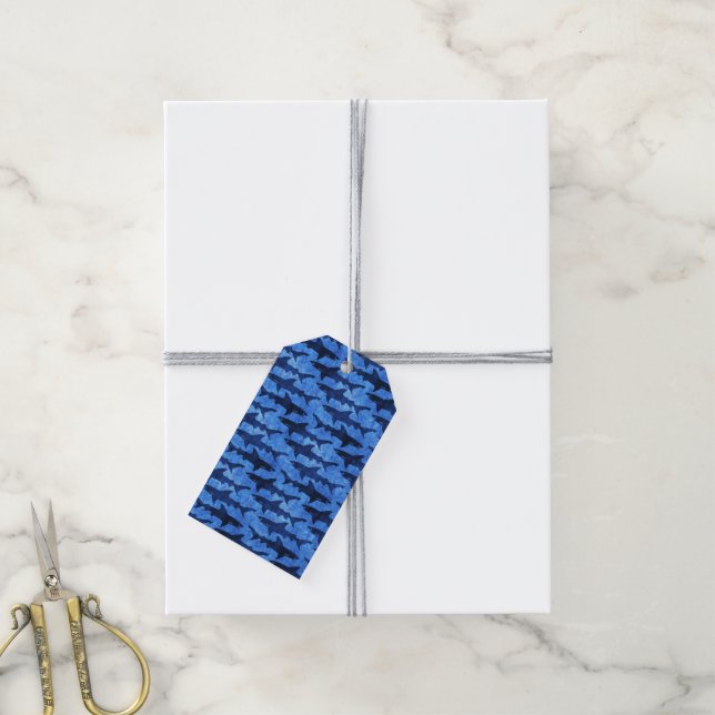 Sharks in the Deep Blue Sea Gift Tags (With Twine)