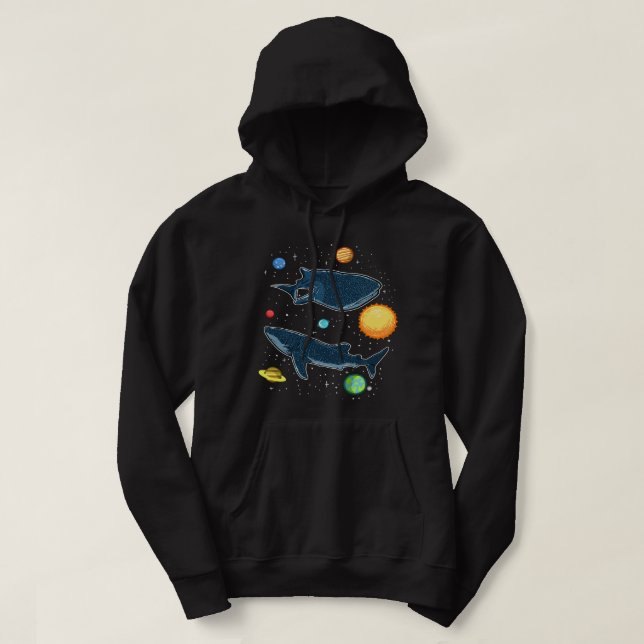 Sharks In The Galaxy Funny Whale Shark Lover Hoodie (Design Front)