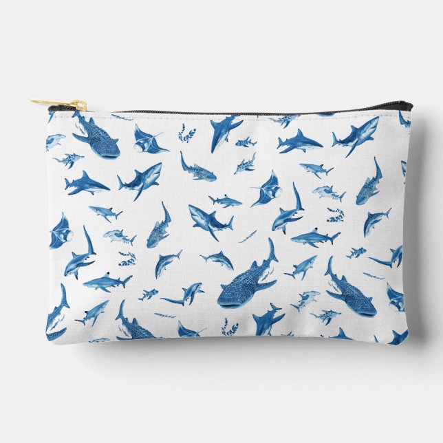 Sharks & Manta Rays｜Ocean Art Design Accessory Pouch (Front)