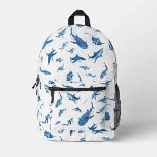 Sharks & Manta Rays|Ocean Art Design Printed Backpack