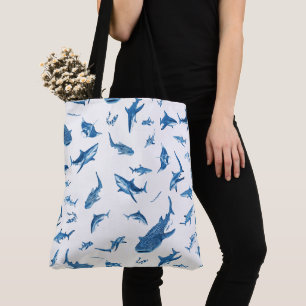 Sharks & Manta Rays|Ocean Art Design Tote Bag
